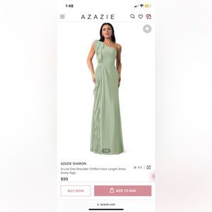 Dusty Green Ruffle One Shoulder Gown